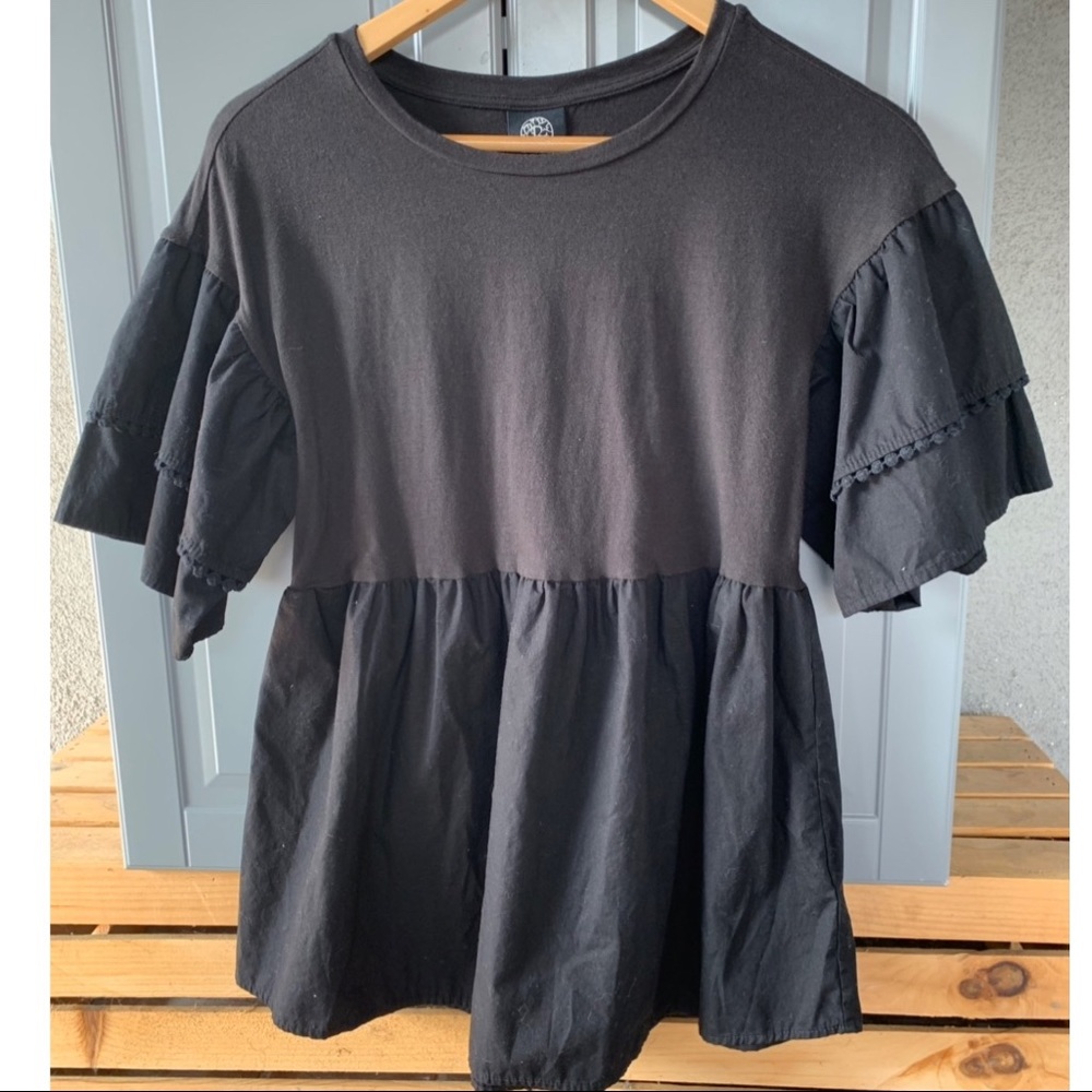 Bobeau Black Peplum Top